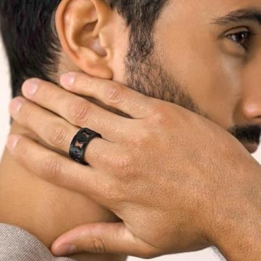Imagem de Anel masculino giratório preto de aço inoxidável, 12, Aço inoxidável, Sem pedra preciosa