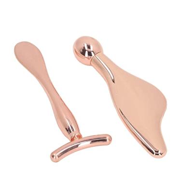 Imagem de ZJchao 2pcs Bastões de Massagem de Rolo Facial, Formato de Y e Ferramentas de Massagem Facial de Metal de Resfriamento Redondo para Aperto Pele e Absorção de Creme para Os Olhos, Com