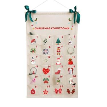 Imagem de IEUDNS Calendário do Advento de Natal 2025 com Bolsa para Pendurar, 24 Bolsos, Decoração de Natal para Quarto