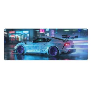 Imagem de HouLaiZhe JDM Car SUP Sports Light Trail Neon City Gaming Mouse Pads JDM Car Desk Pads Grandes Mousepads para teclado de mesa, tapete de computador 30 x 80 cm