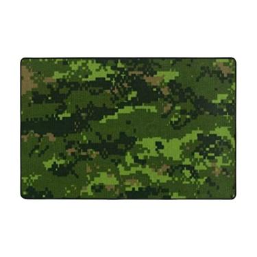 Imagem de Zeraoke Tapetes de área de camuflagem verde exército para sala de estar 1,2 x 1,5 m, tapete macio e moderno, tapetes antiderrapantes para decoração de casa, tapete lavável para quarto, jantar,