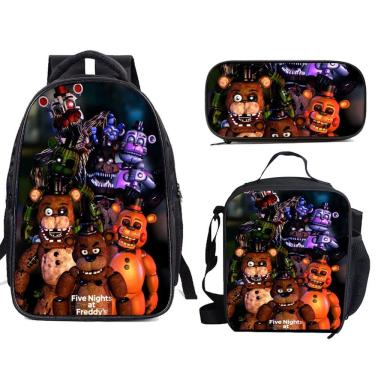Imagem de Conjunto de mochilas escolares Five Nights Freddy Bear, 3 unidades unissex