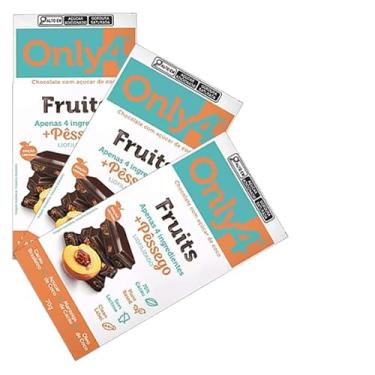 Imagem de Kit 3X: Chocolate 70% Cacau com Pêssego Sem Lactose Vegano Only4 70G