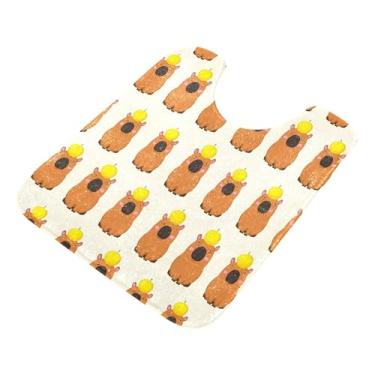 Imagem de Burbuja Tapete de banheiro capivaras de desenho animado, tapete de banho absorvente de pelúcia macio, base de vaso sanitário antiderrapante para piso de banheiro, oval em forma de U