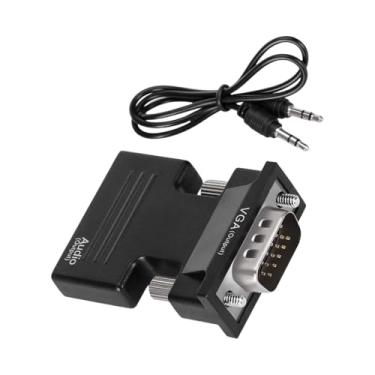 Imagem de Conversores de adaptador HDTV para VGA, conjunto de computador, conector Dongle para laptop, PC, monitores, projetores, cabo de 3,5 mm