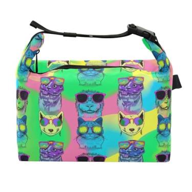 Imagem de STAYTOP Lancheira legal de desenho animado de gato e cachorro com fivela de alça, lancheira isolada para meninos e meninas lancheira para trabalho escolar