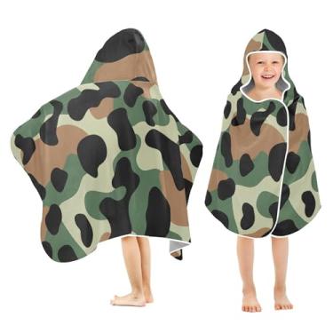 Imagem de Burbuja Toalha de banho com capuz camuflada para crianças, toalha de praia de pelúcia macia absorvente para meninas e meninos 3-10 anos, 61 x 127 cm