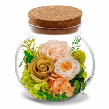 Imagem de NATROSES Presentes de aniversário de Natal para mulheres – Garrafa de desejos feita à mão com flores preservadas para o dia dos namorados, dia das mães, aniversário, decoração de casa (champanhe)