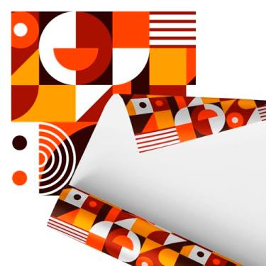 Imagem de Papel de Parede Decorativo Geométrico Moderno, Design Abstrato em Laranja e Marrom, 2,80 Estilo Contemporâneo