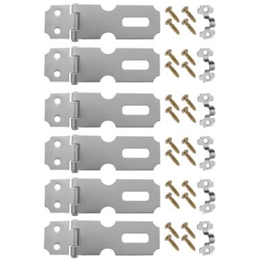 Imagem de Dobradiça Porta Cadeado Fecho Trinco Zincado 6,3cm Para Portão Gaveta Armário | Aliança | Kit 06 Un