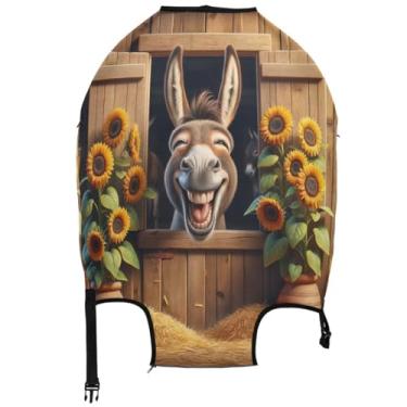 Imagem de Joisal Engraçado fofo protetor de bagagem de burro marrom capas de mala de viagem laváveis cores da manga da mala de viagem, burro marrom fofo engraçado, M, Fits 22-24 Inch Case, Capa de mala