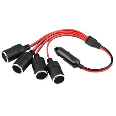 Imagem de Generic Adaptador Divisor de Tomada de Isqueiro de Carro Durável de 4 Vias para Carro RV SUV Caminhão de Corrida, ABS Preto + Vermelho, Resistência de Potência de 15,7 ", 180 W, Co-diversadores e