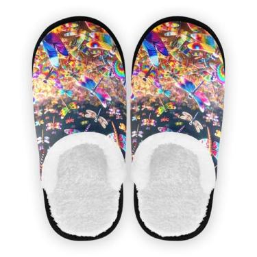 Imagem de Joisal Chinelos femininos portáteis Tie Dye Dragonflies para casa, chinelos de viagem para avião 35-45, Libélulas Tie Dye, 5-8 US Women/5-8 US Men