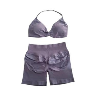 Imagem de Conjunto De Top E Shorts Sem Costura De Cintura Alta Para Academia 2 P