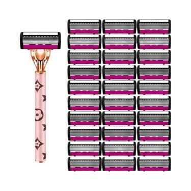 Imagem de Depilador Manual Feminino De 6 Lâminas Para Remoção De Pelos Do Rosto,