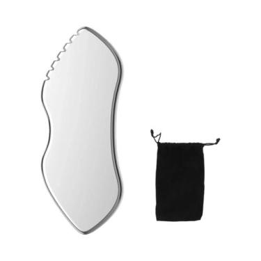 Imagem de Conjunto De Rolador Facial E Gua Sha Em Aço Inoxidável 1 2 3 Peças Fer