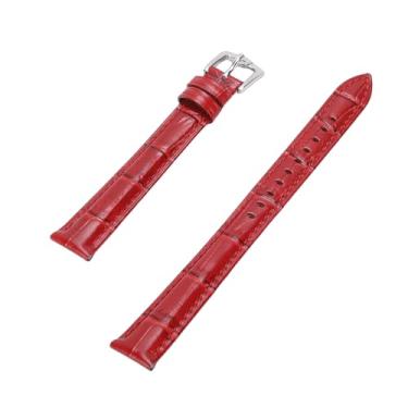 Imagem de ZJchao Pulseira de Couro Pu à Prova D'água, Pulseira de Substituição Universal Ajustável, Fivela de Aço Inoxidável Confortável para Relógios Inteligentes de Quartzo Automáticos (Vermelha)