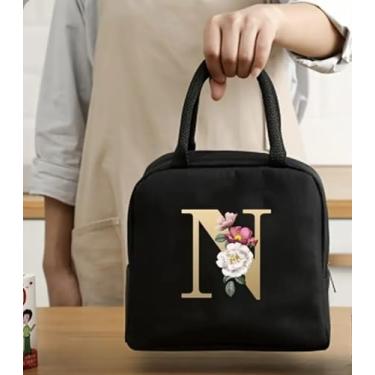 Imagem de Bolsa Térmica Portátil Para Trabalho e Escola Estampa com Letras (22 X 18,5 X 11,5 Cms) (N)