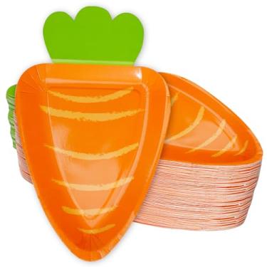 Imagem de Olutacot 72 peças de pratos de papel de Páscoa em forma de cenoura, prato de piquenique descartável, prato de papel, festa de Páscoa, pratos de sobremesa para decoração de mesa de jantar em casa,