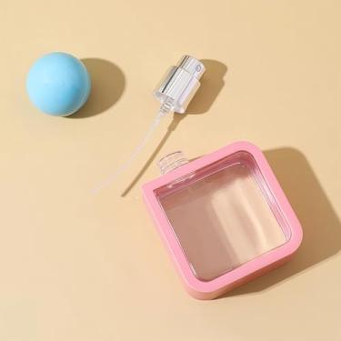 Imagem de Frasco spray recarregável de perfume 40 ml – Atomizador cosmético quadrado com tampa de bola perolada, frasco de névoa portátil tamanho viagem para fragrância, toner facial e óleos essenciais (rosa