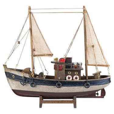 Imagem de SAILINGSTORY Barco de pesca de madeira modelo barco à vela decoração 30,5 cm