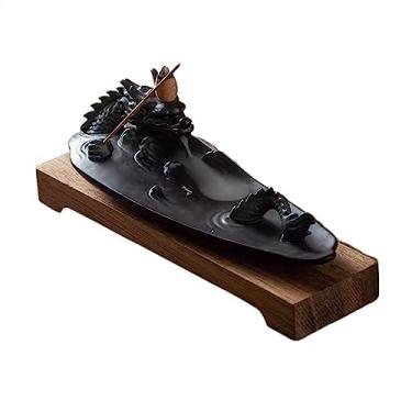 Imagem de porta-vara de incenso Queimador de incenso criativo, bastão interno, formato dragão zen, decoração mesa, queimador cerâmica