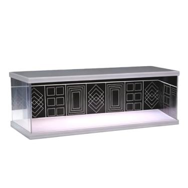 Imagem de Diorama Display Case compatível com Hot Wheels Matchbox Mini GT Diecast Cars, empilhável 1/64 1/43 1/18 carro garagem showroom estacionamento exibição cena modelo com luz regulável de três cores (B, 1