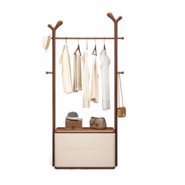 Imagem de A1DFDFGOQSFG Cabide independente para piso de carvalho branco com gaveta e organizador de armazenamento de guarda-roupa móvel para quarto, suporte de manto alto (médio) ()