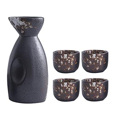 Imagem de Conjunto criativo de vinho de cerâmica - saquê e vinho branco pequeno pote de vinho - forno de alta temperatura para mudar conjunto de pote de vinho Shochu, estilo um copo