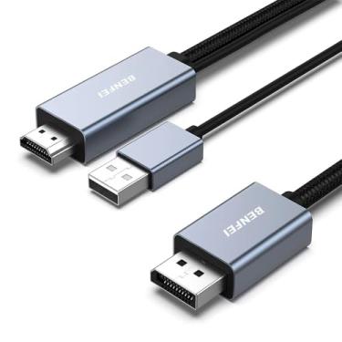 Imagem de cabo HDMI para DisplayPort ativo 1,8 m, conversor unidirecional de HDMI fonte para monitor DisplayPort, vídeo e áudio estáveis, 000344grey, cor cinza