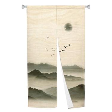 Imagem de XMJJKUF Cortina de porta japonesa tradicional noren pintura de montanha japonesa Feng Shui Traz-lhe boa sorte tapeçaria de porta de janela para sala de casa, escritório, bar, restaurante, decorações