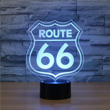 Imagem de Luz noturna LED 3D que muda de cor Route 66 para crianças e crianças