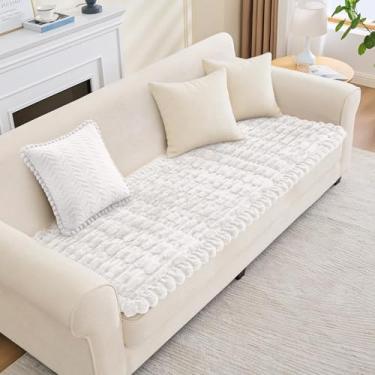 Imagem de Taque Capa de sofá para cães, antiderrapante e felpuda para sofá, compatível com animais de estimação, capas de sofá grossas e macias (branca, 70 x 150 cm)