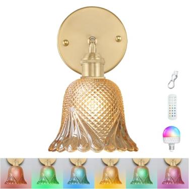 Imagem de GEEZO Arandela de parede vintage operada a bateria, com luz de parede alimentada por bateria recarregável com controle remoto para cabeceira e quarto