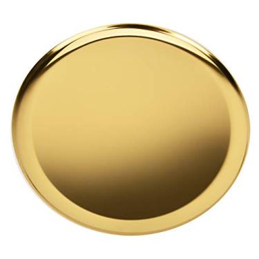 Imagem de Mingzhe Bandeja de Servir Em Aço Inoxidável, Durável, Elegante, Decoração, Conjunto de chá, Frutas, Joias, Toalha Dourada, 11,0, 0,5 Polegadas (Ouro)