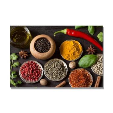 Imagem de NHLDZYH Arte de parede em tela colorida para especiarias e colher de tempero | Decoração de cozinha vintage | Arte moderna para casa e sala de jantar. C116. 50 x 75 cm - 19,7 x 29,6 pol. Somente tela