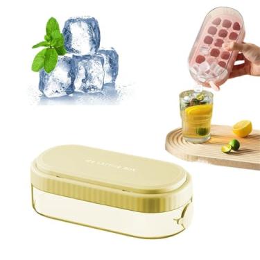 Imagem de Bandeja de Cubos Gelo Pressão Silicone para Fabricação com 18 Células e Tampa Enchimento Rápido Água DIY Ferramenta Cozinha