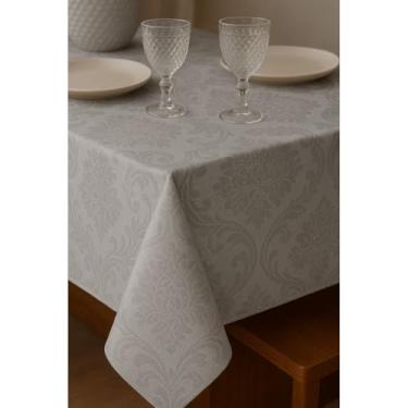 Imagem de Toalha de Mesa Jacquard Retangular 4/6/8 Lugares – Elegante, Durável e Sofisticada para Ocasiões Especiais(Cinza,8 Lugar 2,50x1,40)