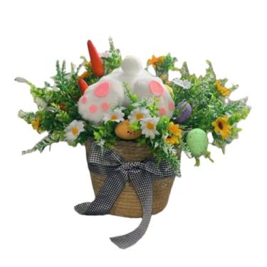 Imagem de Decorações de mesa em vaso de ovos de Páscoa | Artigos de festa realistas de pelúcia fofos, decoração de jardim de ovo de páscoa | Para festa de aniversário, escritório, sala de estar, mesa de