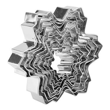 Imagem de ZJchao Conjunto de Cortador de Biscoitos de Floco de Neve, 9 Peças de Molde de Biscoito de Natal de Aço Inoxidável para Assar Férias Com Fondant e Ferramentas Artesanais de Açúcar para