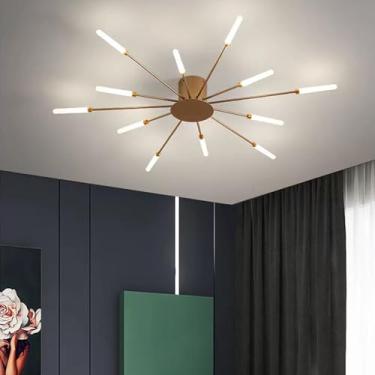 Imagem de Luminária de teto LED moderna, dimerizável com controle remoto, lustre preto, luminária de teto semi-embutida, para quarto, sala de estar, cozinha, sala de jantar, escritório, luminária pend