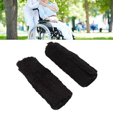 Imagem de Almofadas de apoio de braço para cadeira de rodas, capa de apoio de braço de lã berbere para cadeira de escritório, 2 peças, antiderrapante, quente, cadeiras de mesa para jogos de computador