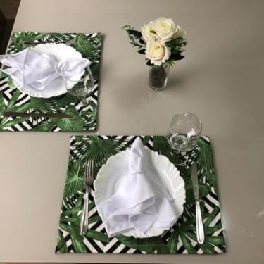 Imagem de Jogo Americano 6 Peças Mesa Posta Café da Manhã Jantar Guardanapo Porta-Guardanapo Elegante (JA014)