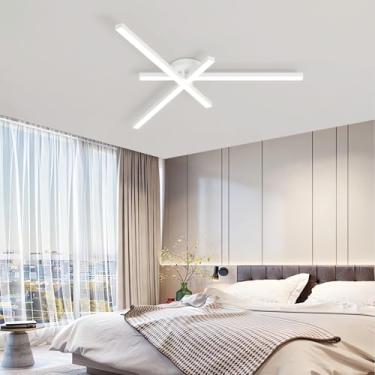 Imagem de Luminária de teto LED moderna de 78 cm, embutida, com temperatura de cor ajustável de 3000K a 6000K, controle remoto e design regulável. Ideal para sala de estar, quarto, sala de jantar e co