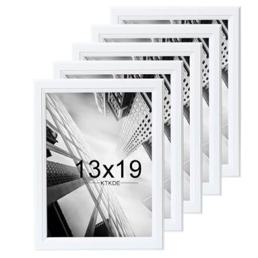 Imagem de KTKDE Conjunto de 5 porta-retratos de 33 x 48 cm, madeira branca, vertical e horizontal, para exibição de parede, moldura de galeria de estúdio para fotos, pôsteres e impressões de arte