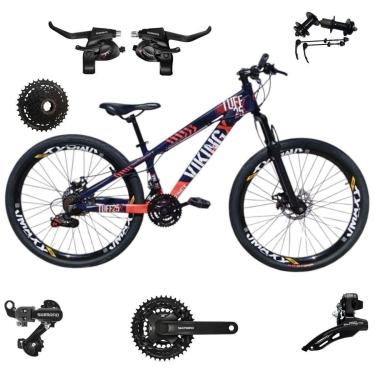 Imagem de Bicicleta 26 VikingX T25 24v Cubo Catraca K7 e Freeride Shimanos Pneu Aro 26 Balão Preto-Unissex