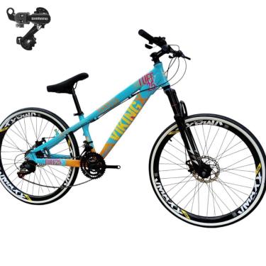 Imagem de Bicicleta 26 VikingX T25 21v Freeride Cambio Traseiro Shimano Freio Disco Pneu faixa Branca1.50-Unissex