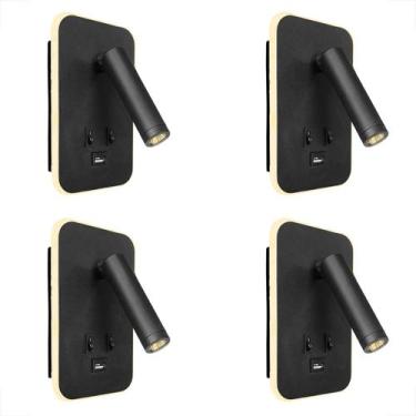 Imagem de 4 Arandela Led Foco Móvel Leitura Interruptor Usb Bet78 - Acende a Luz