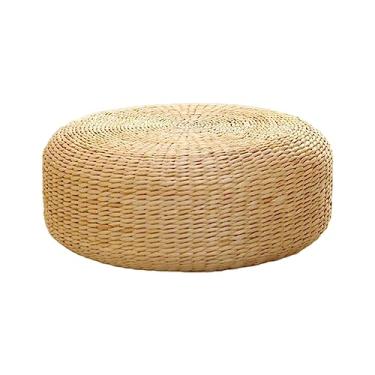 Imagem de ShengQuanHao Almofada de Meditação, Almofada Tatami para Leitura, Decoração para Casa, Almofada Futon Tecida à Mão, Almofada de Chão em Rattan para Sala de E, 50cm de diâmetro, Tamanho real