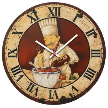 Imagem de Relógio De Parede 29cm Cozinha Decorativo Silencioso Pendulart (Cozinha02 - Macarrão)